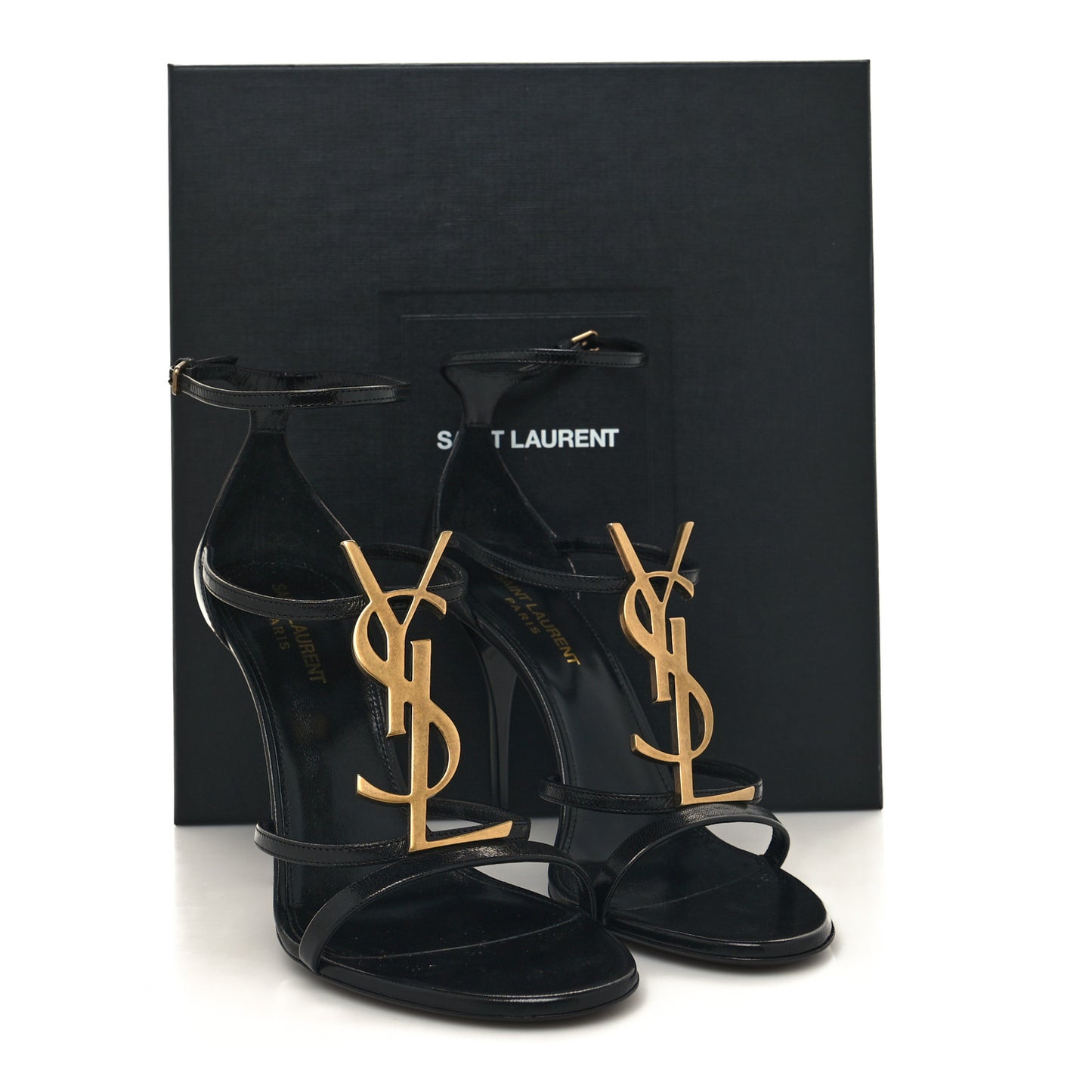 Calfskin Cassandra 100 Ankle Strap Sandals 39 Black Gold