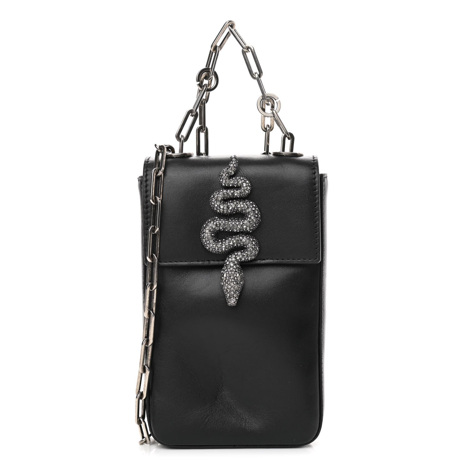 Valentino Garavani Calfskin Crystal Encrusted Snake Maison Mini Crossbody Black 1 of 10