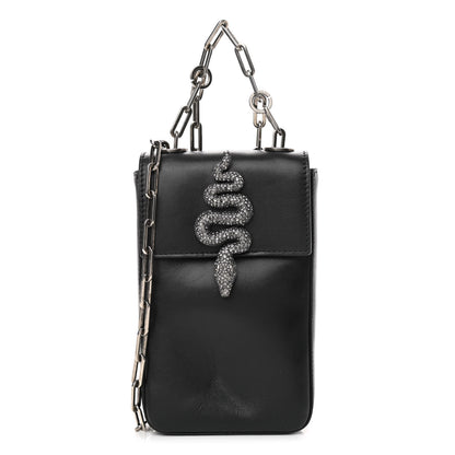 Valentino Garavani Calfskin Crystal Encrusted Snake Maison Mini Crossbody Black 1 of 10