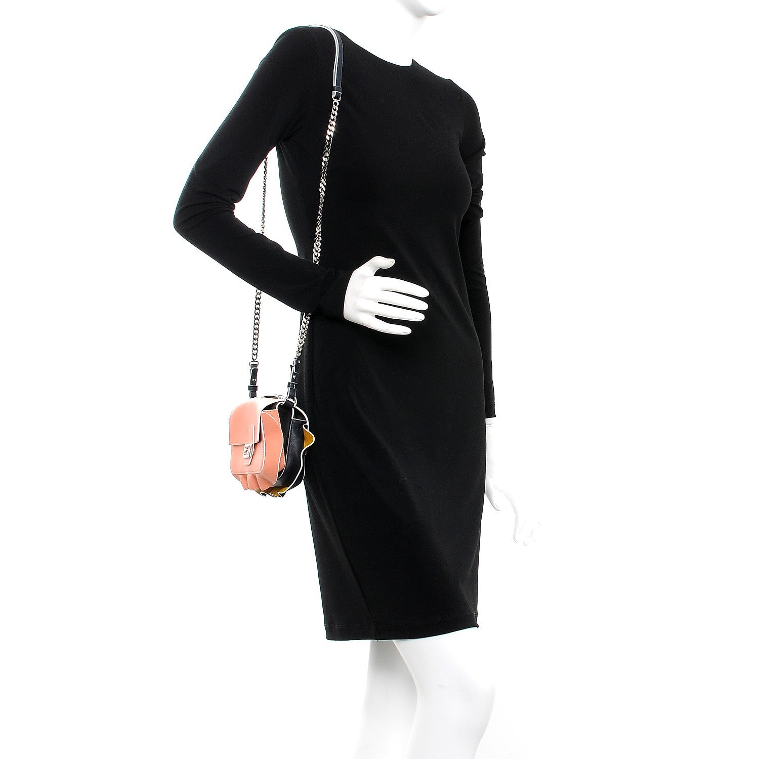 Fendi Vitello Dolce Waves Tri-Color Micro Double Baguette Blue Notte Chantilly 2 of 17