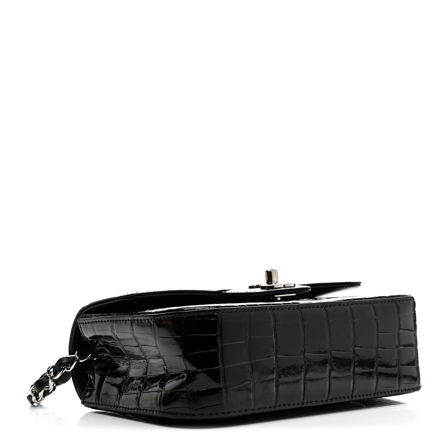 Chanel Shiny Alligator Mini Rectangular Flap Black 1779381