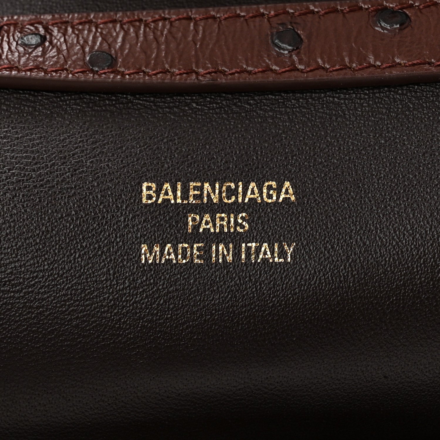Balenciaga Shiny Calfskin Ostrich Embossed Medium Rodeo Top Handle Handbag Brown 6 of 11