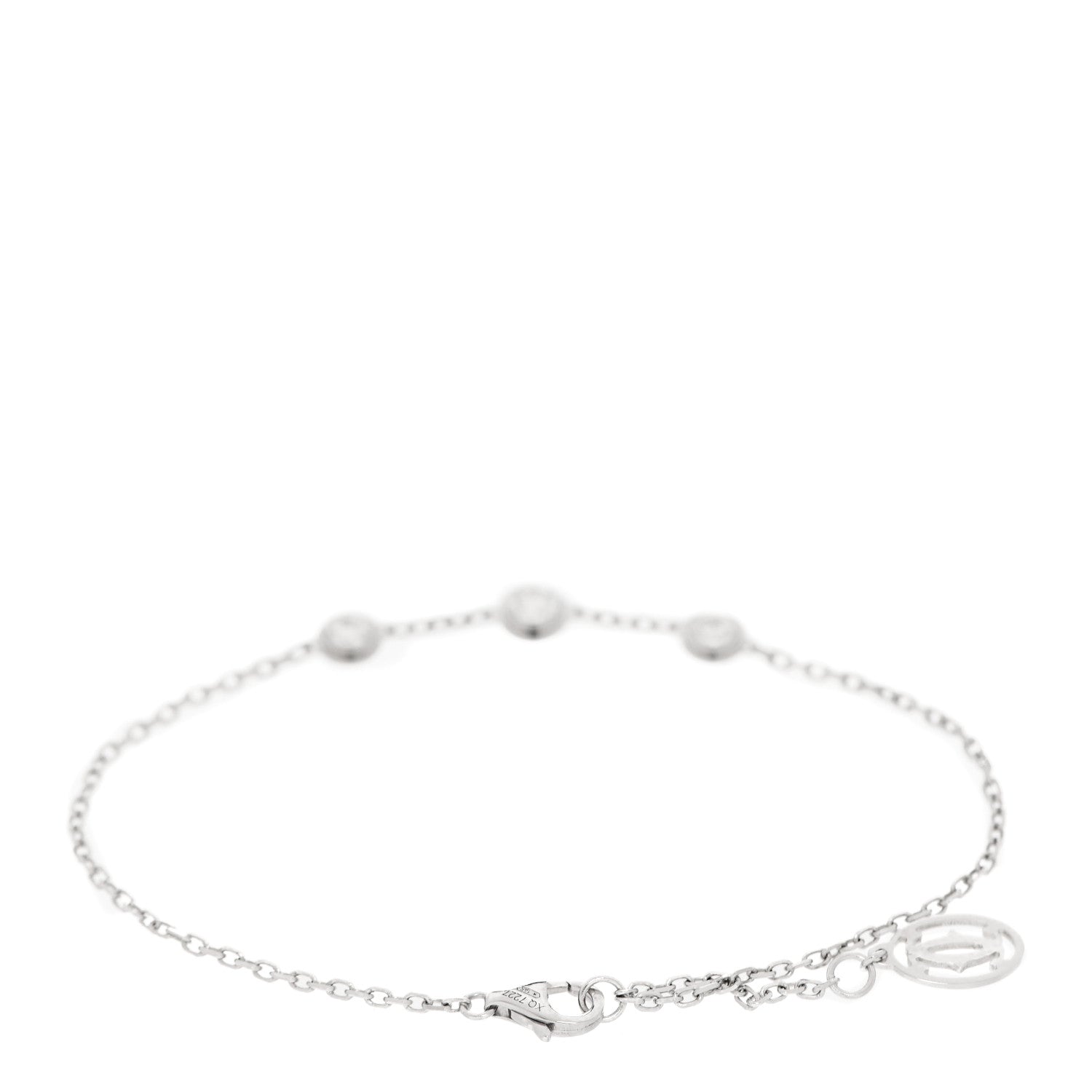 Cartier 18K White Gold 3 Diamond Diamants Legers Bracelet 2 of 4