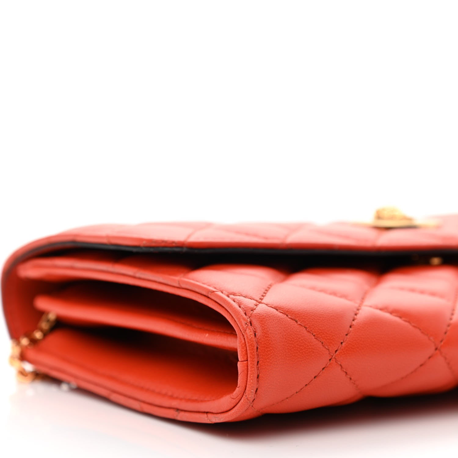 Versace Lambskin Quilted Medusa Wallet On Chain Crossbody Dark Orange 9 of 11
