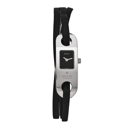Gucci Stainless Steel Calfskin 14mm 6100L Wrap Quartz Watch Black 1 of 4