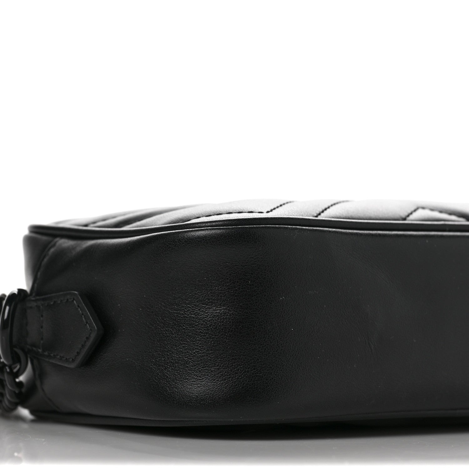 Gucci Calfskin Matelasse Monochrome Mini GG Marmont Chain Shoulder Bag Black 7 of 9