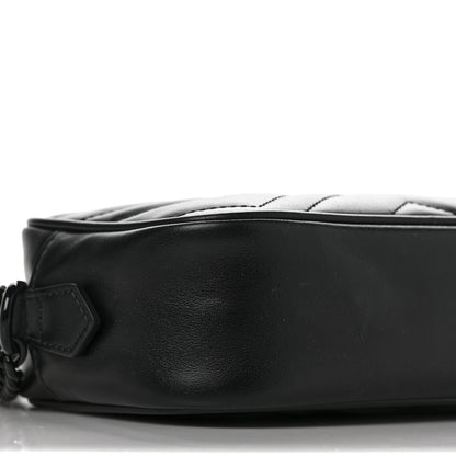 Gucci Calfskin Matelasse Monochrome Mini GG Marmont Chain Shoulder Bag Black 7 of 9
