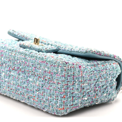 Chanel Tweed Quilted Mini Rectangular Flap Blue Multicolor 9 of 10