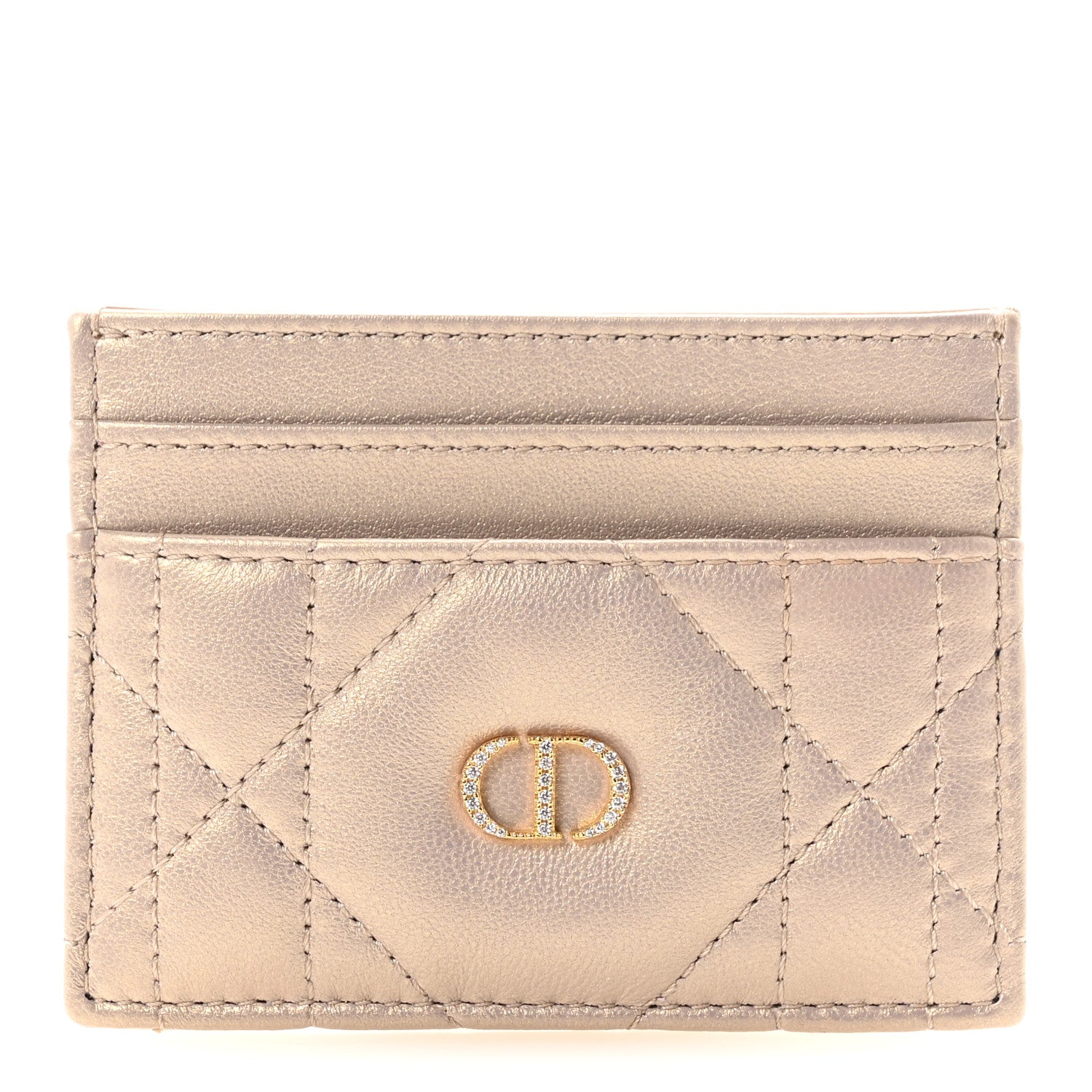Christian Dior Lambskin Cannage Caro Freesia Card Holder Bronze Rose 1 of 8