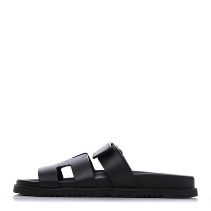 Hermes Calfskin Womens Chypre Sandals 39 Black 1 of 11