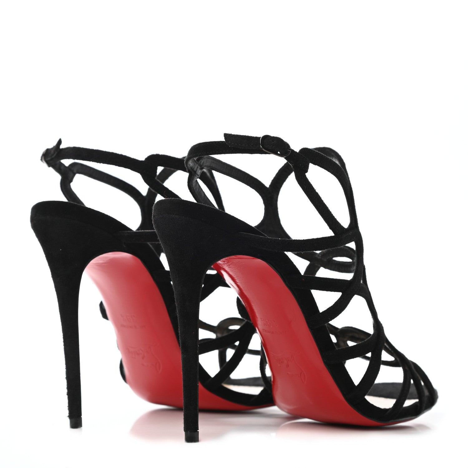 Christian Louboutin Strass Suede Circonvolu 85 Sandals Heels 39.5 Black 4 of 7