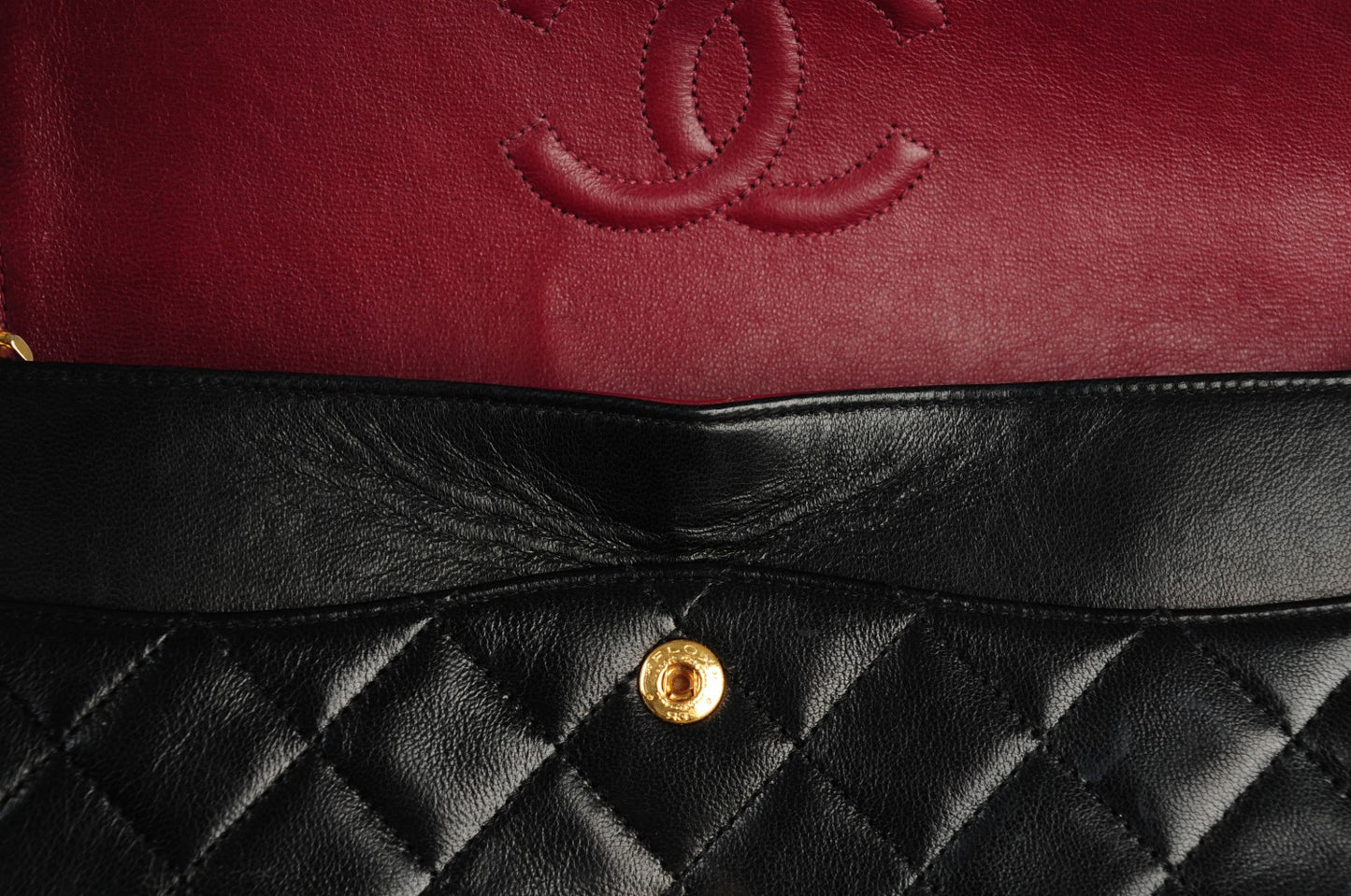 Lambskin Quilted Medium Double Flap Black