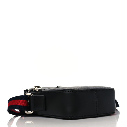Gucci GG Supreme Monogram Appia Calfskin Web Small Camera Messenger Bag Black Grey 4 of 10