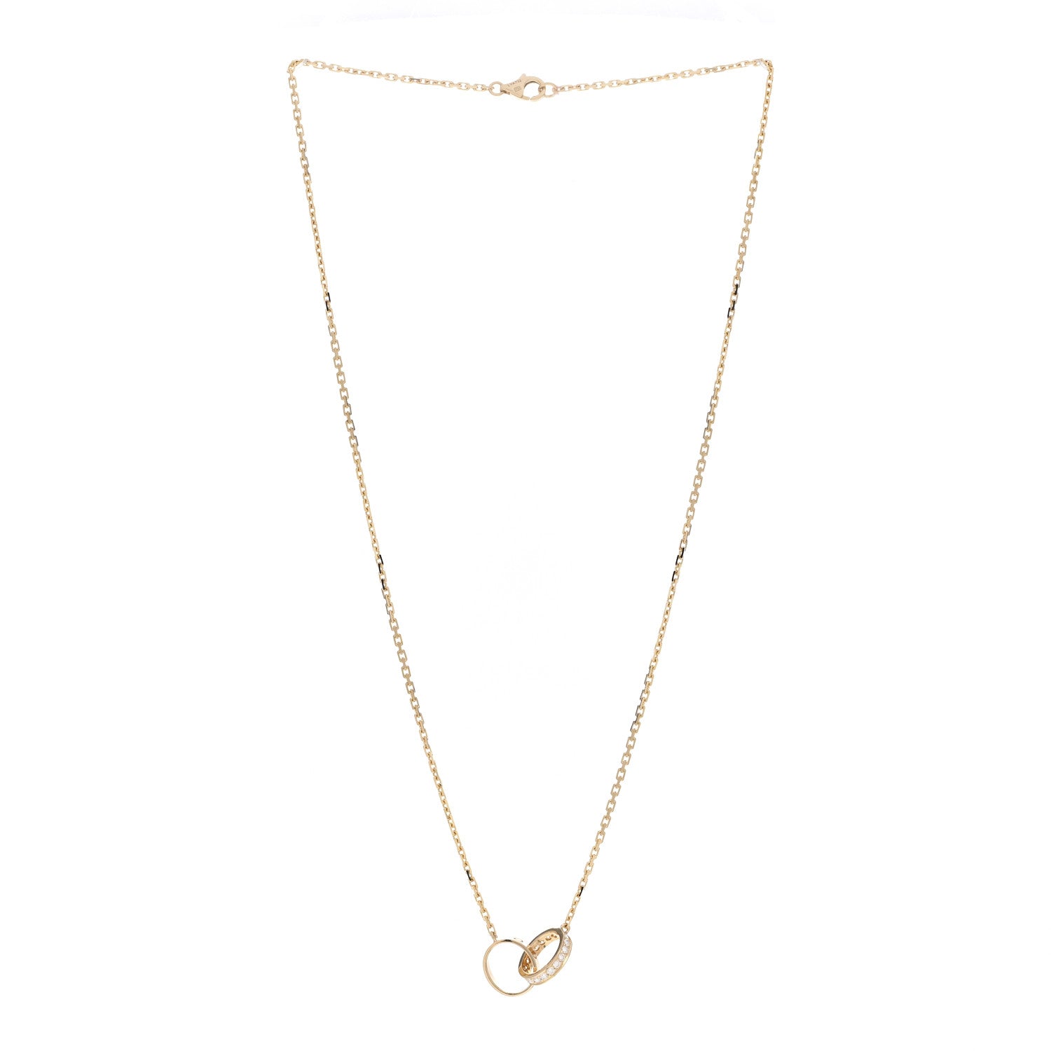 Cartier 18K Yellow Gold Diamond Interlocking LOVE Necklace 3 of 5