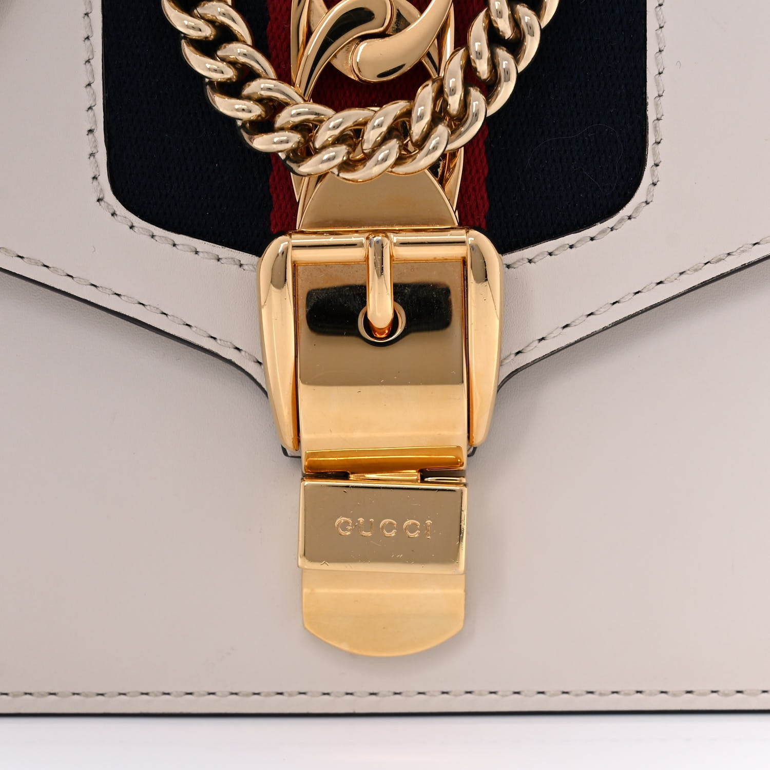 Gucci Calfskin Mini Sylvie Chain Shoulder Bag White 9 of 13