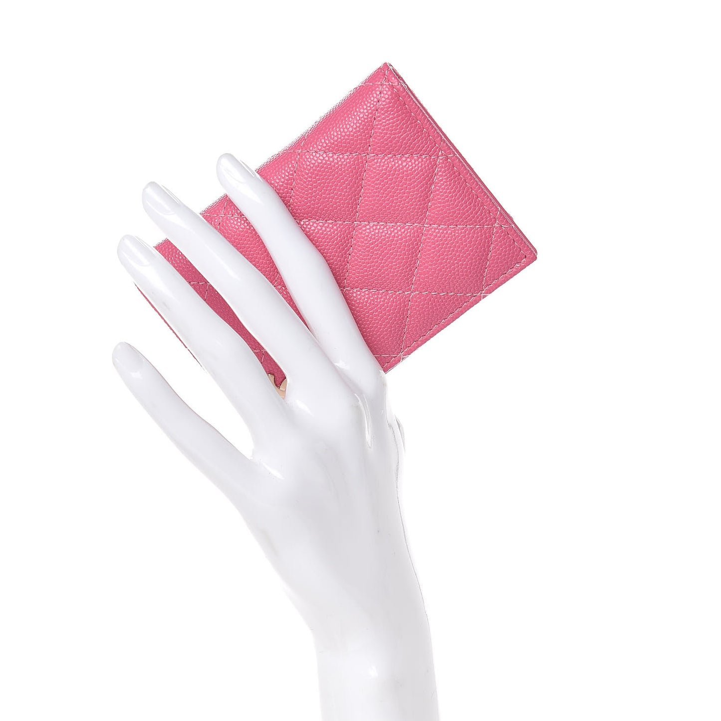 Caviar Quilted Card Holder Wallet Pink