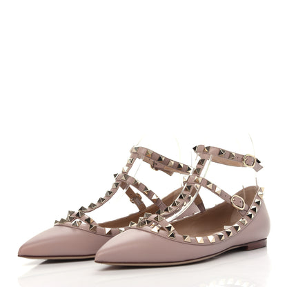 Valentino Garavani Nappa Rockstud Cage Ballerina Flats 37.5 Poudre 3 of 11