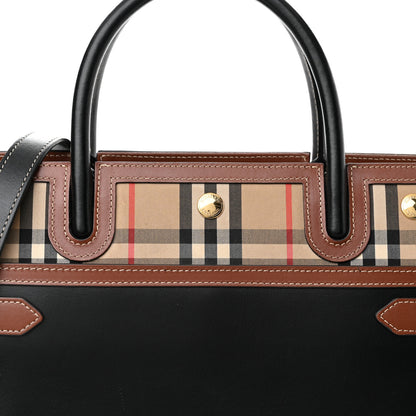 Burberry Calfskin Vintage Check Small Two Handle Title Bag Black 7 of 14