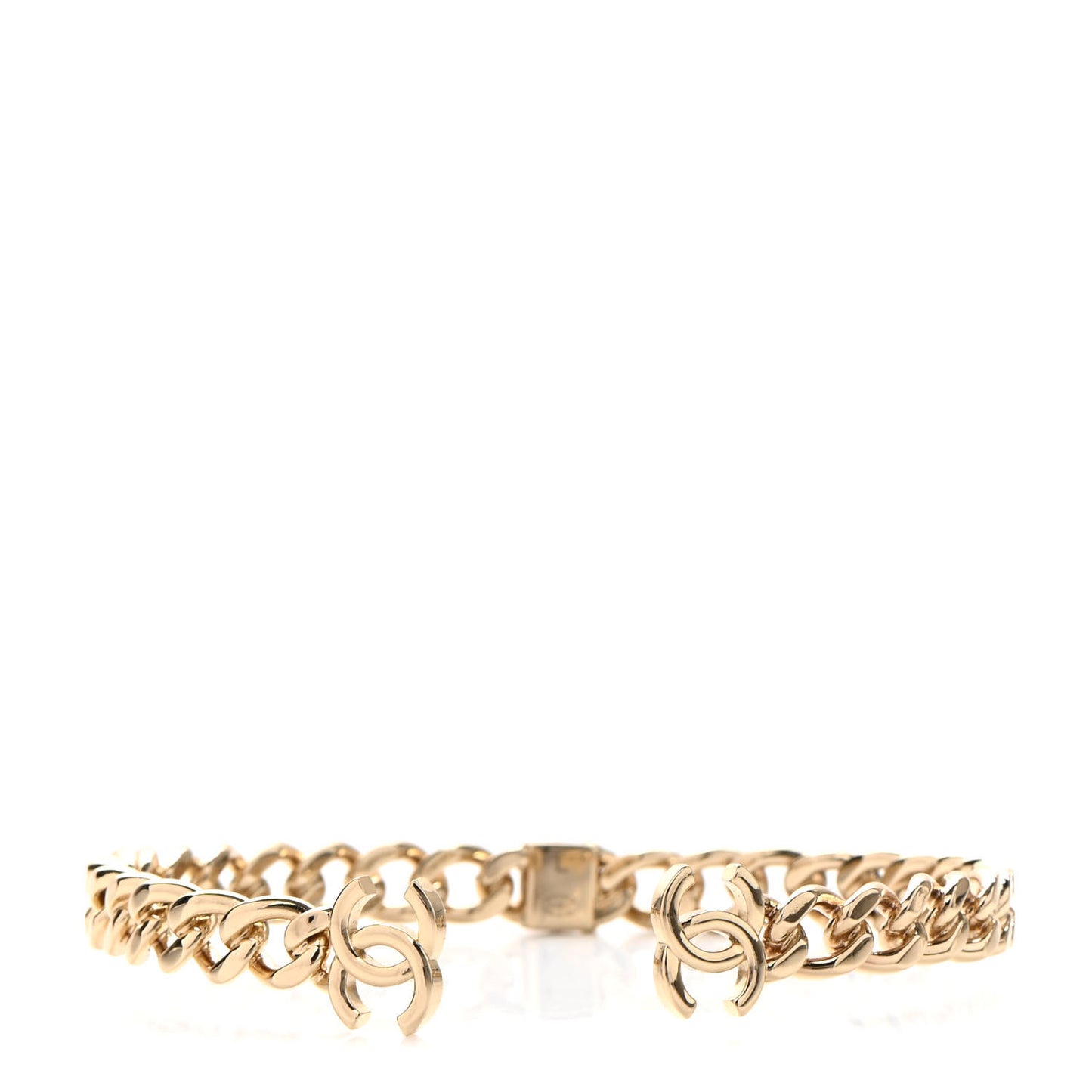 Metal CC Chain Link Choker Necklace L Gold