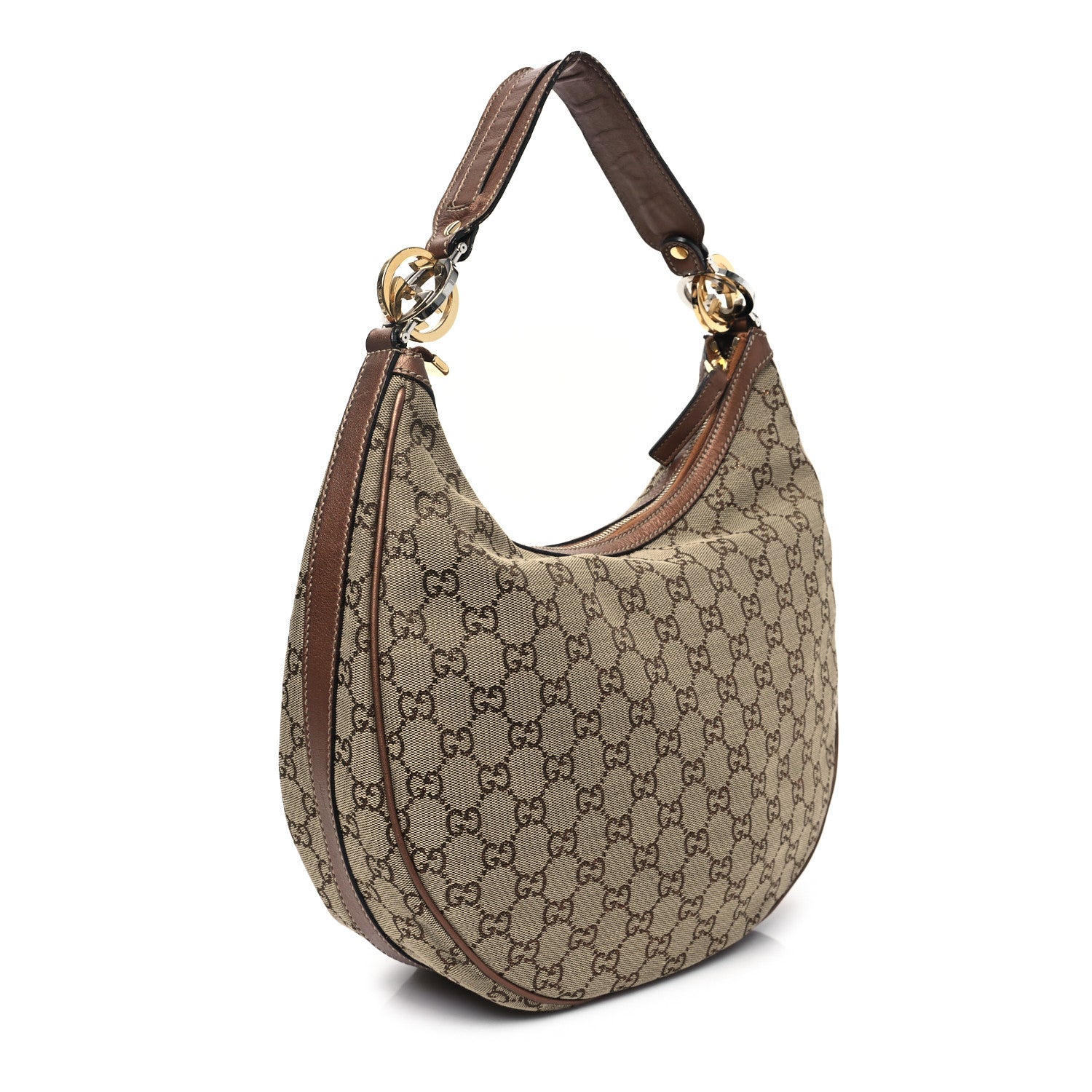 Gucci Monogram Medium GG Twins Hobo Bronze 3 of 14