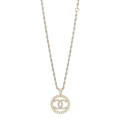 Chanel Pearl CC Round Pendant Necklace Gold 1 of 7