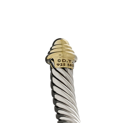David Yurman Sterling Silver 14K Yellow Gold 5mm Cable Classic Buckle Bracelet 3 of 4