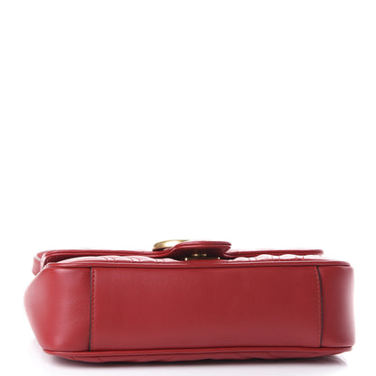 Gucci Calfskin Matelasse Mini GG Marmont Shoulder Bag Hibiscus Red 3 of 10