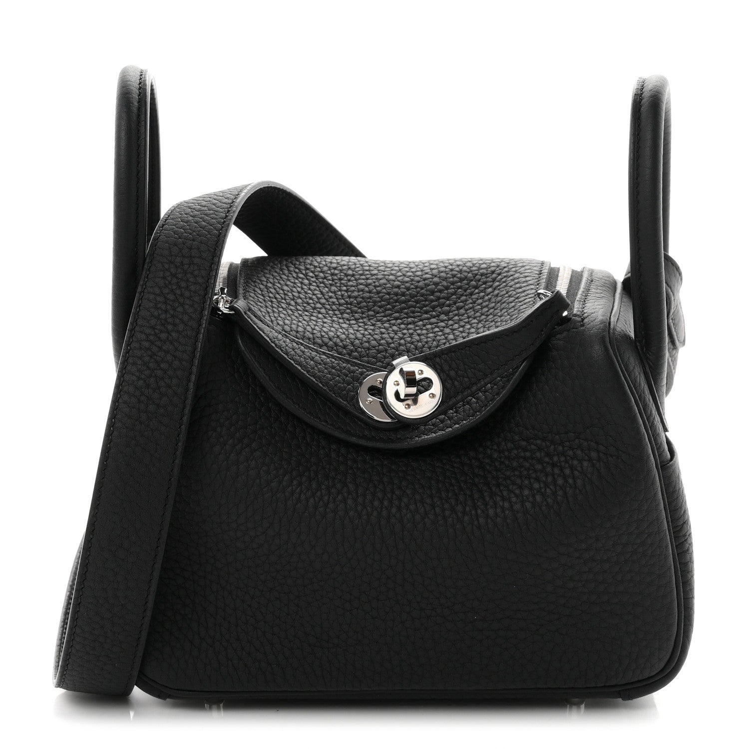 Hermes Taurillon Clemence Mini Lindy 20 Black 1 of 11
