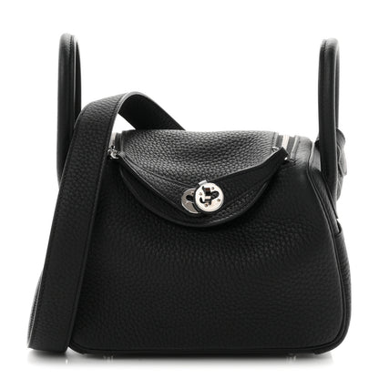 Hermes Taurillon Clemence Mini Lindy 20 Black 1 of 11