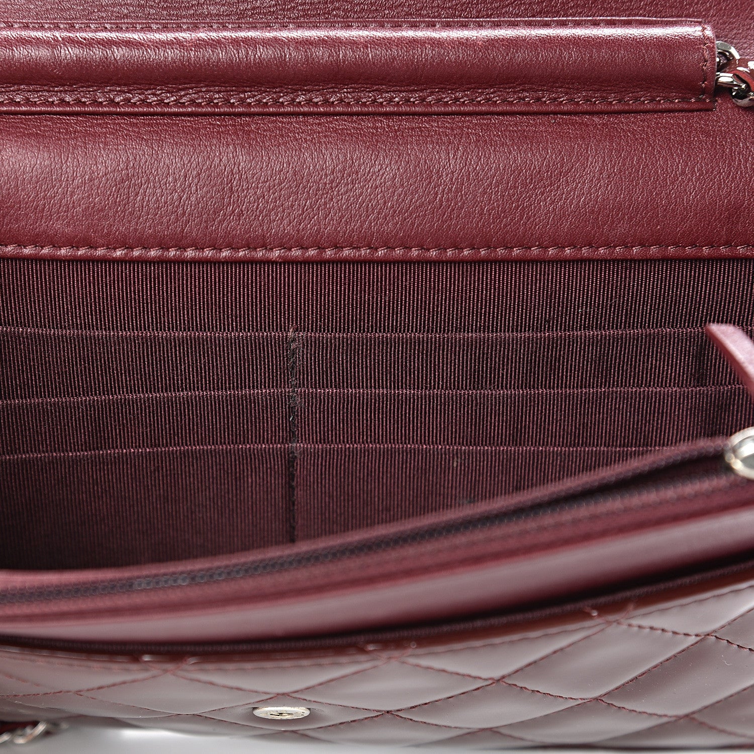 Chanel Patent Quilted Wallet On Chain WOC Burgundy 16 of 18
