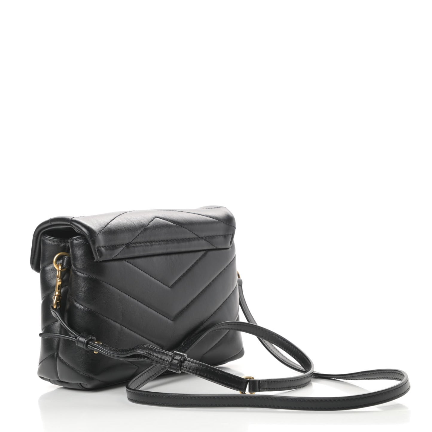 Calfskin Y Quilted Monogram Toy Loulou Crossbody Bag Black