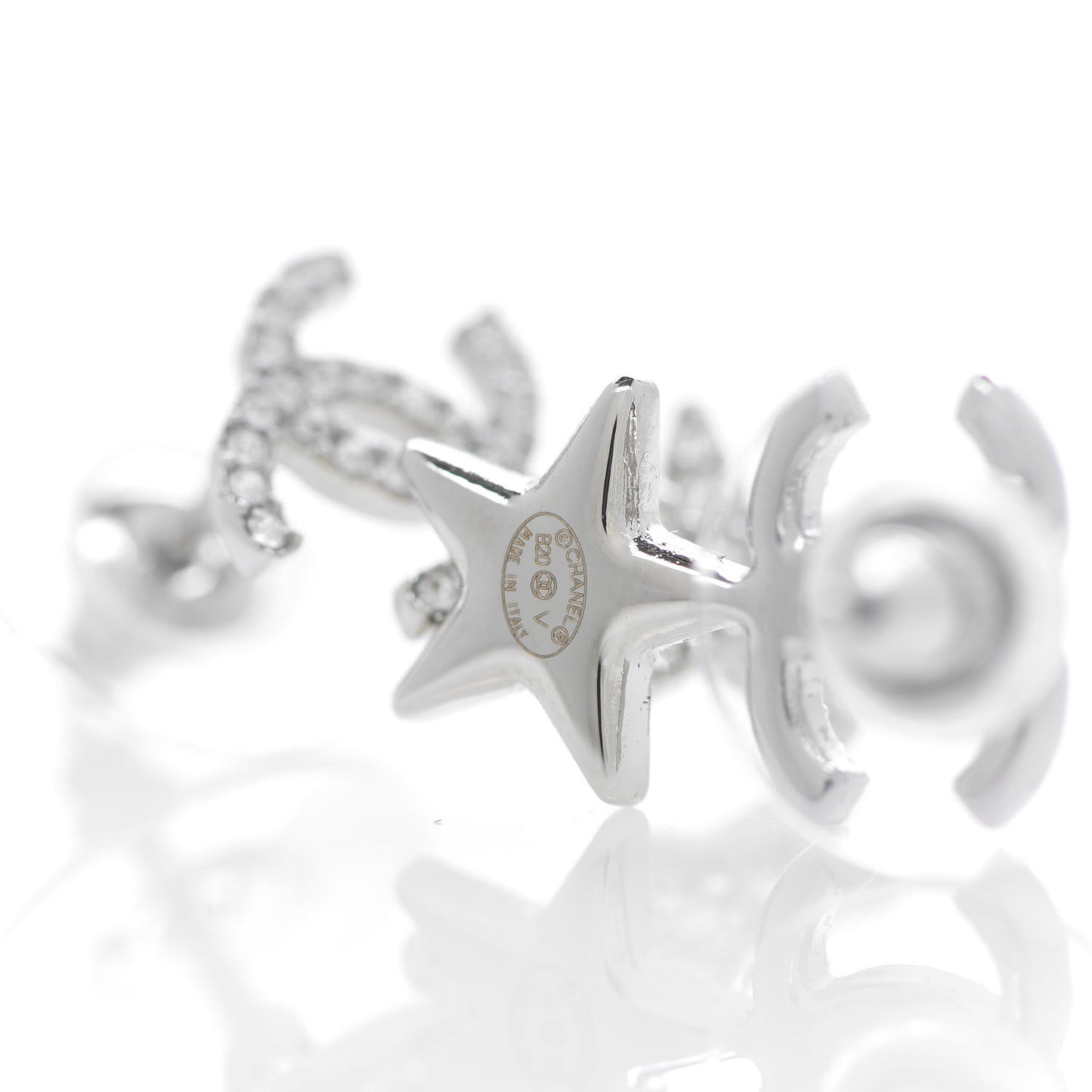 Crystal CC Star Earrings Silver