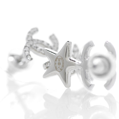 Chanel Crystal CC Star Earrings Silver 3 of 3