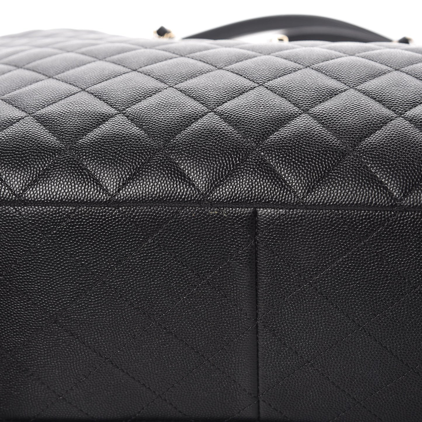 Caviar Quilted Large Classic Shopping Tote Black