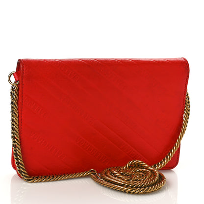 Balenciaga Shiny Goatskin Logo Embossed BB Wallet On Chain Vivid Red 3 of 12