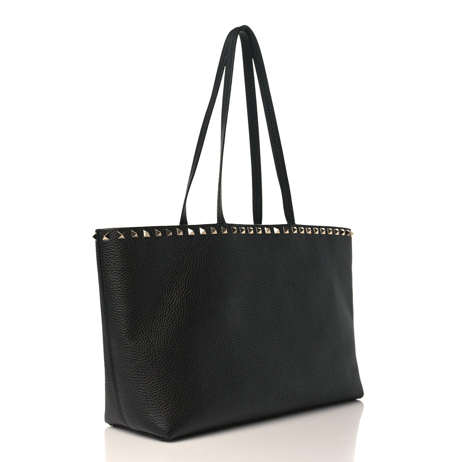 Valentino Garavani Grained Calfskin Small Rockstud Shoulder Tote Black 3 of 8