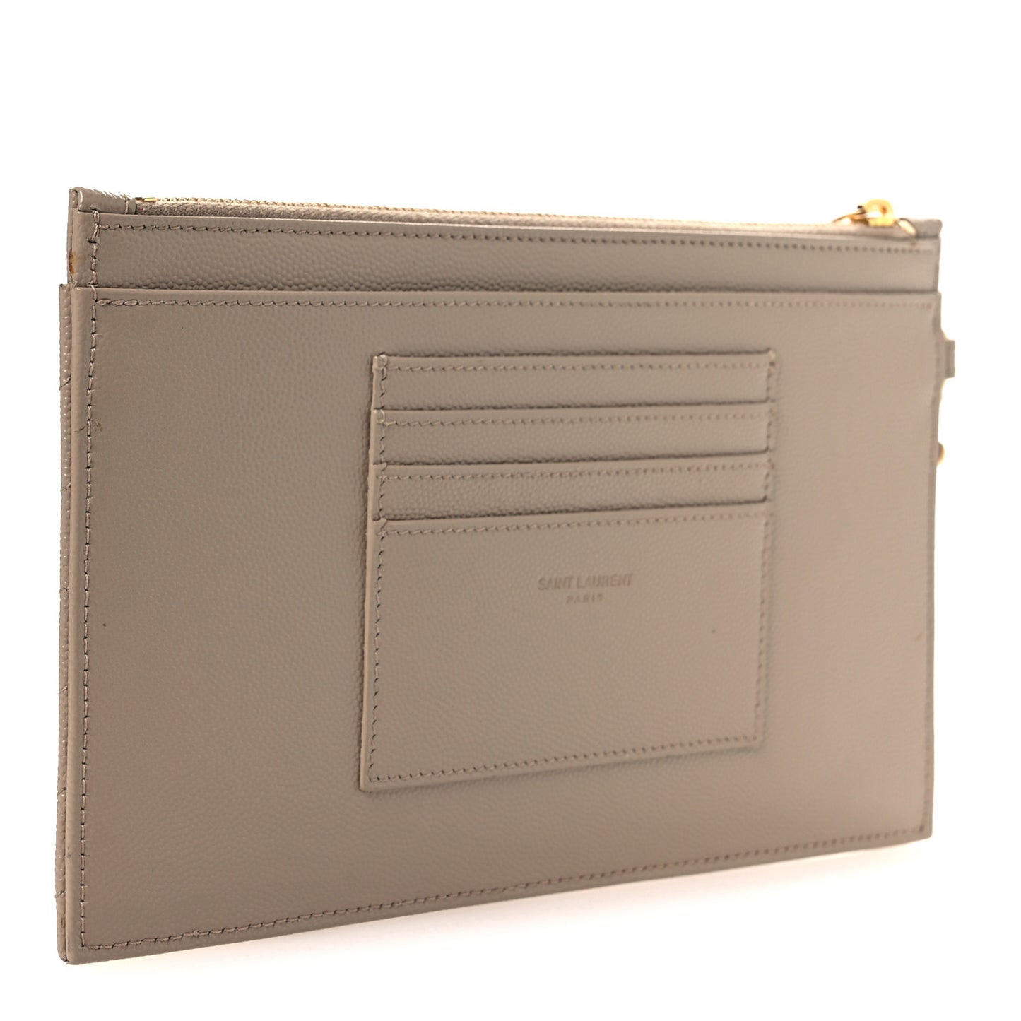 Grain De Poudre Chevron Monogram Large Bill Pouch Dark Beige