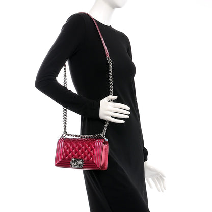 Chanel Metallic Patent Quilted Small Boy Flap Fuchsia 2 of 11