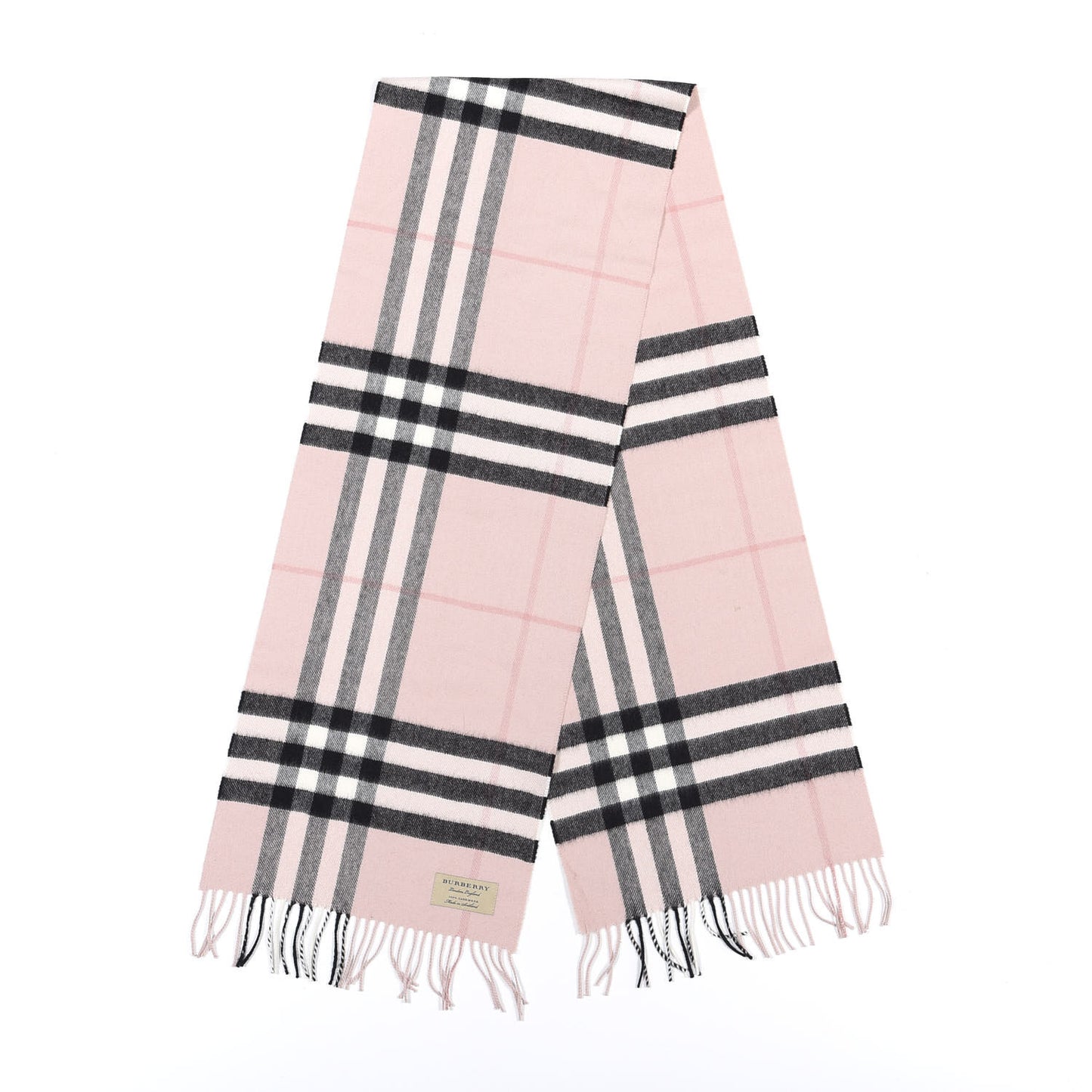 Cashmere Giant Heritage Check Fringe Scarf Ash Rose