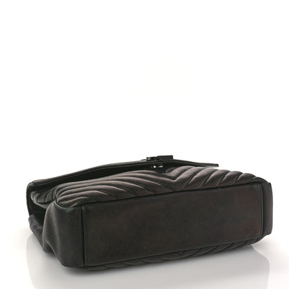 Saint Laurent Sheepskin Matelasse Chevron Monogram Monochrome Large College Satchel Black 4 of 12
