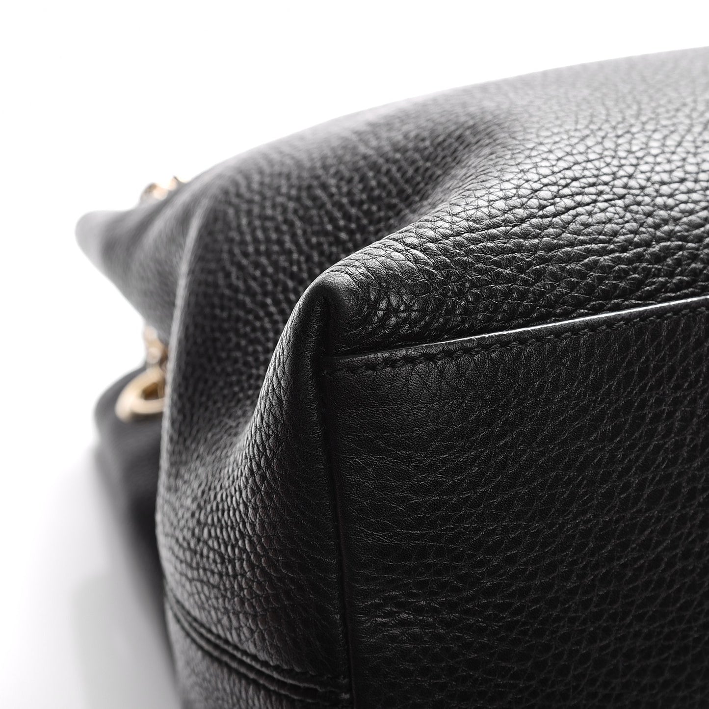 Pebbled Calfskin Medium Soho Chain Shoulder Bag Black