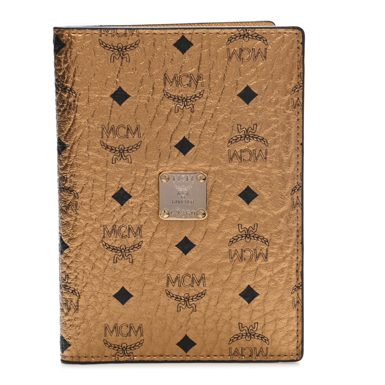 MCM Metallic Visetos Passport Holder Gold 1 of 6