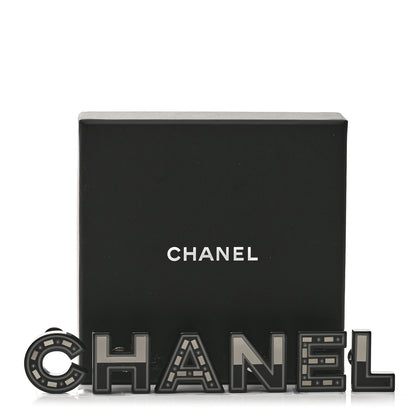Chanel Resin Mirror Logo Brooch Set Black 5 of 10