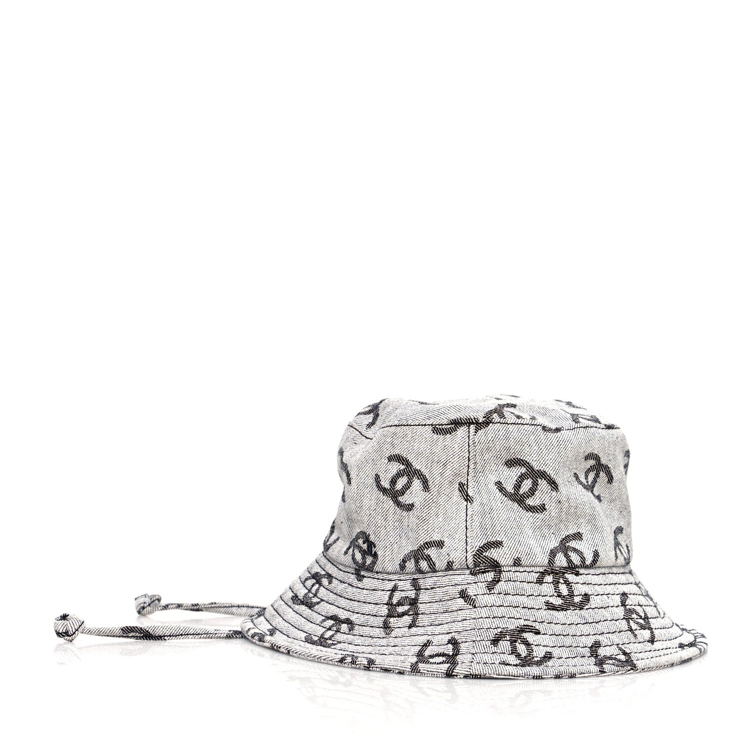 Chanel Denim CC Bucket Hat M White Black 4 of 8