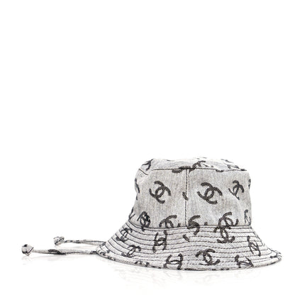 Chanel Denim CC Bucket Hat M White Black 4 of 8