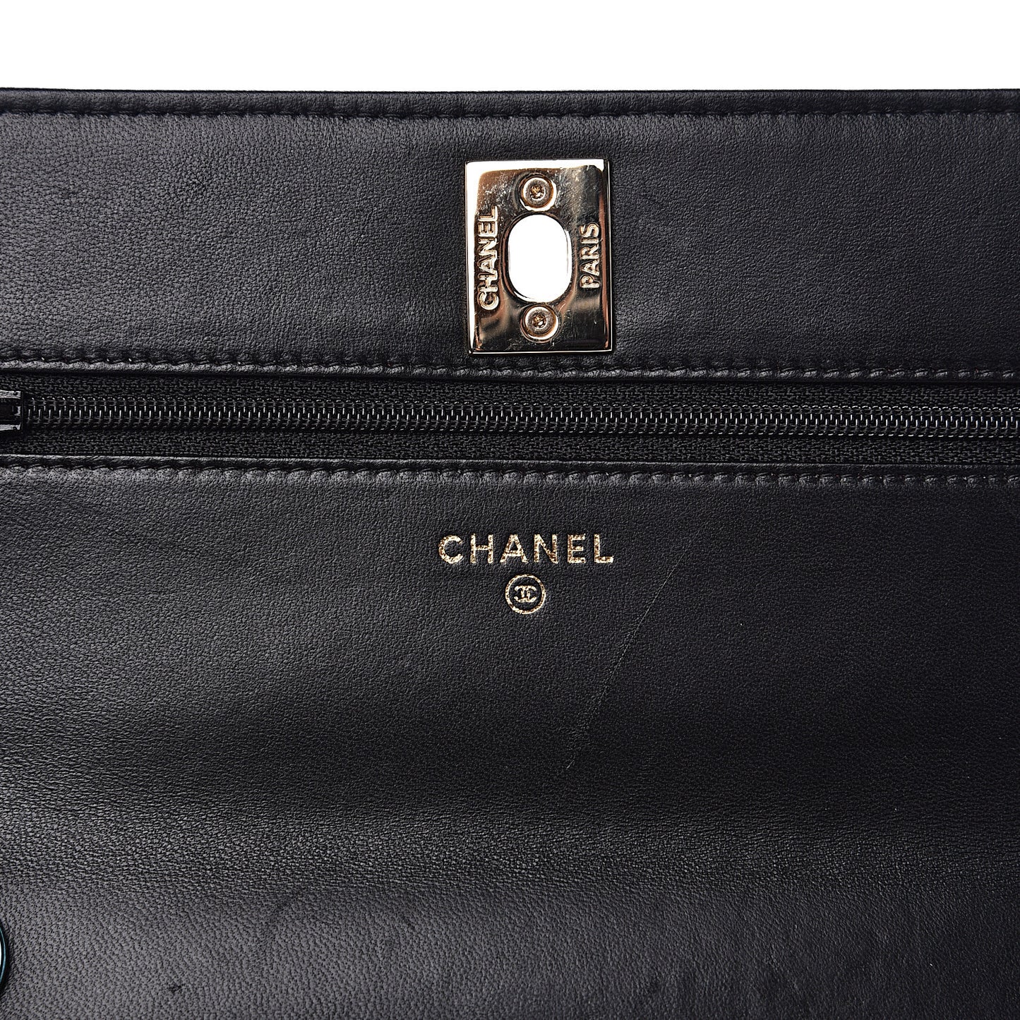 Lambskin Quilted Trendy CC Wallet On Chain WOC Black