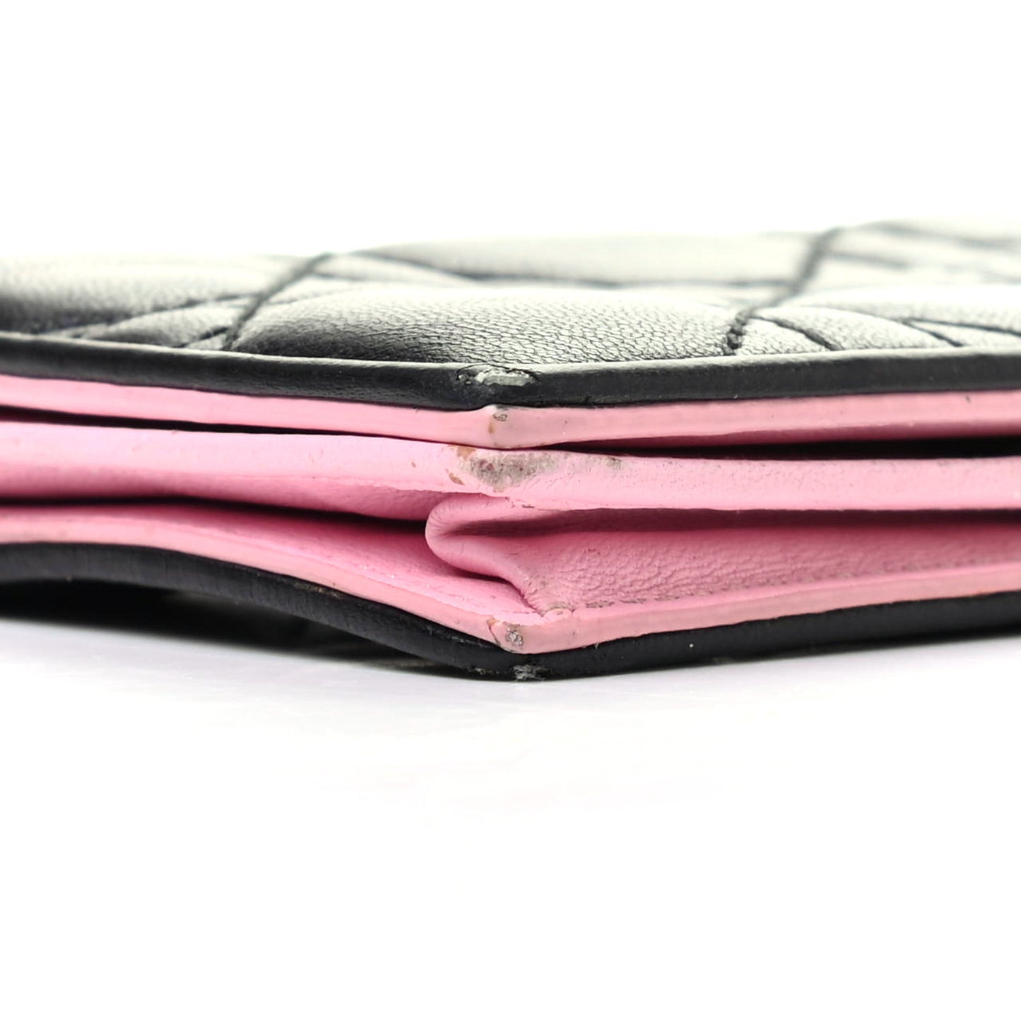 Lambskin Cannage Bi-Color Small Lady Dior Flap Card Holder Black Pink