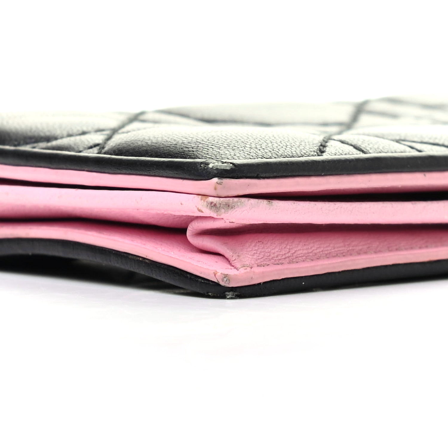 Christian Dior Lambskin Cannage Bi-Color Small Lady Dior Flap Card Holder Black Pink 6 of 8