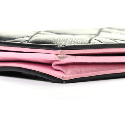 Christian Dior Lambskin Cannage Bi-Color Small Lady Dior Flap Card Holder Black Pink 6 of 8