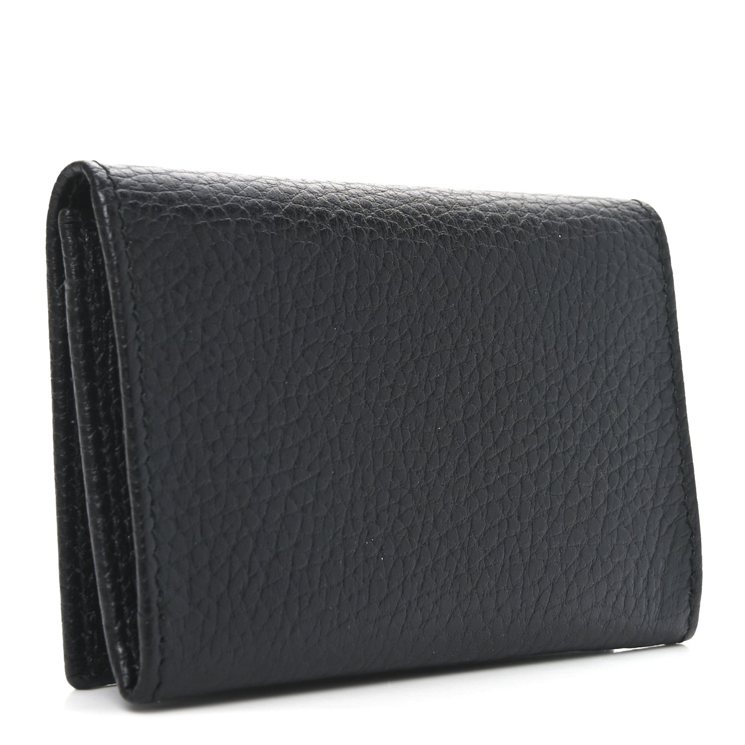 Gucci Pebbled Calfskin GG Marmont Card Case Black 3 of 8